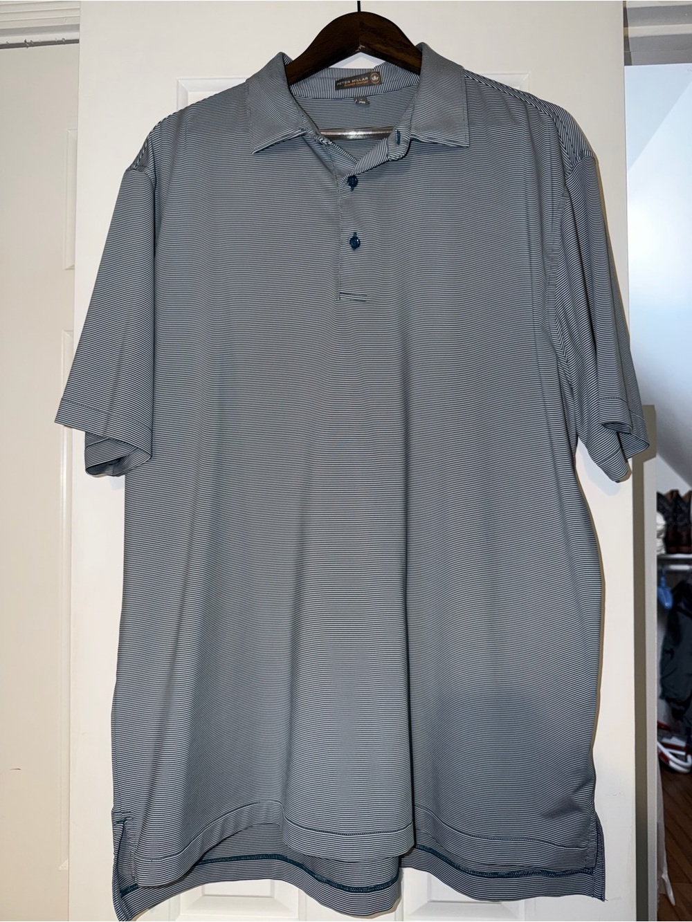 Peter Miller Men's Teal Striped Performance Polo Shirt
